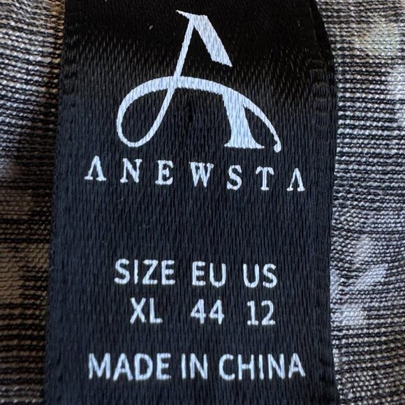 Anewsta BOHO Maxi Dress Pink and Black Paisley with Lace Tiered Skirt Size XL - Picture 8 of 12